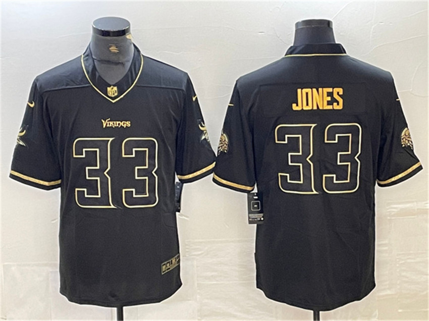 Men's Black Golden Minnesota Vikings #33 Aaron Jones Edition Limited Stitched Jersey